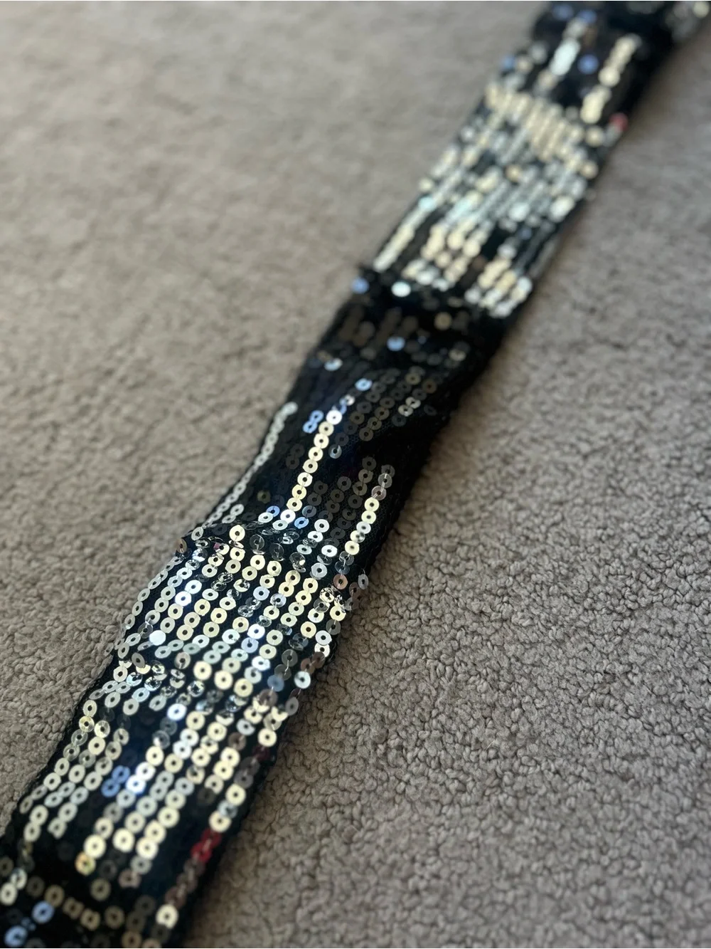 Daytrip Black Sequin Stretch Waist Belt - Shimmer Panel
